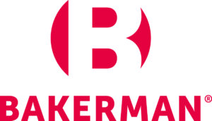 Bakerman Logo in Rot auf hellem Hintergrund