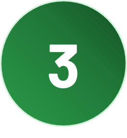 Weiße Zahl 3 in grünem Kreis