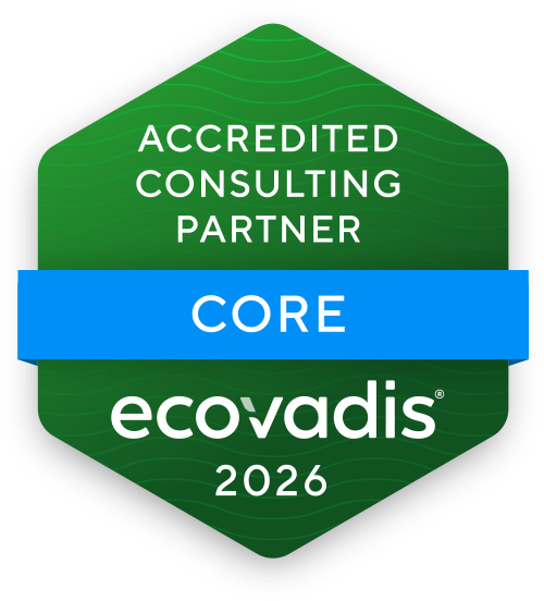 EcoVadis Core Accredited Consulting Partner 2026 Abzeichen