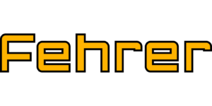 Gelbes Fehrer-Logo auf schwarzem Hintergrund