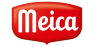 Meica Logo auf rotem Hintergrund