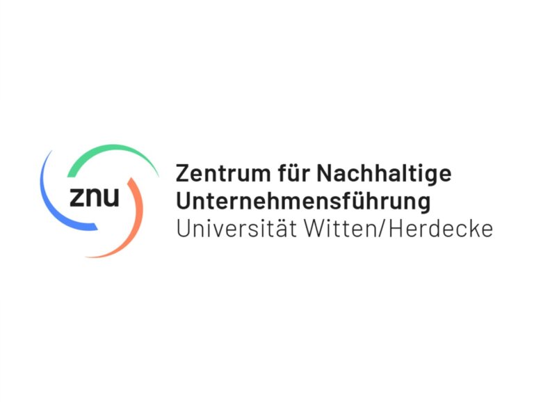 Das Bild zeigt ein Logo mit dem Akronym “ZNU” und dem vollständigen Namen “Zentrum für Nachhaltige Unternehmensführung Universität Witten/Herdecke”.