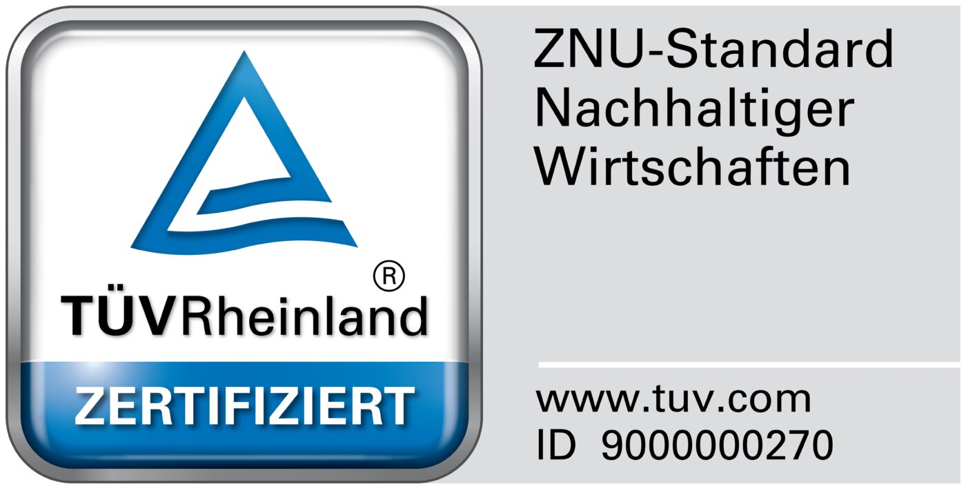 TÜV Rheinland ZNU sustainability certification badge