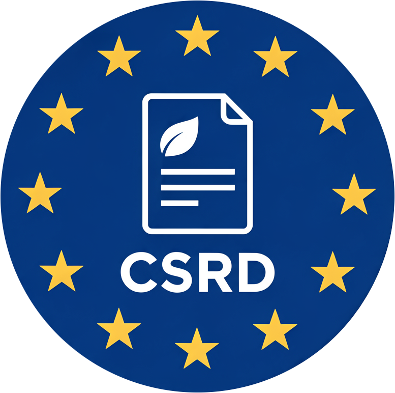CSRD-Symbol vor EU-Sternenkranz