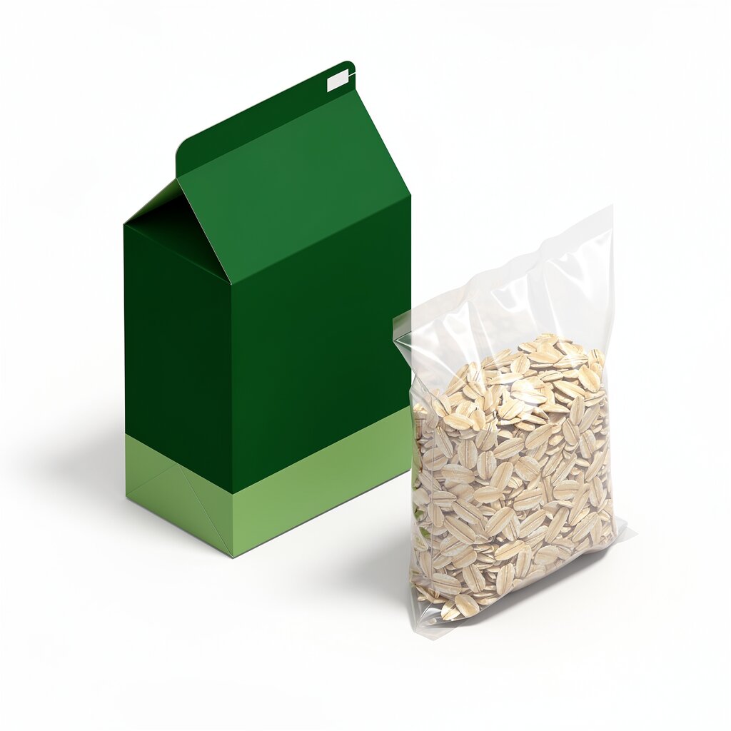 Grüne Verpackung und Beutel mit Sonnenblumenkernen