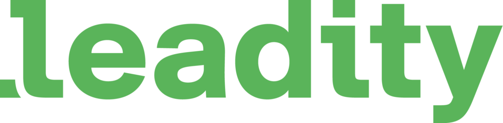 Grünes Leadity-Logo auf weißem Hintergrund